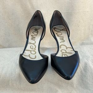 Sam Edelman Jaina Pointed Toe Demi Pump Women 9.5 EU41 Black Leather Sexy Heels